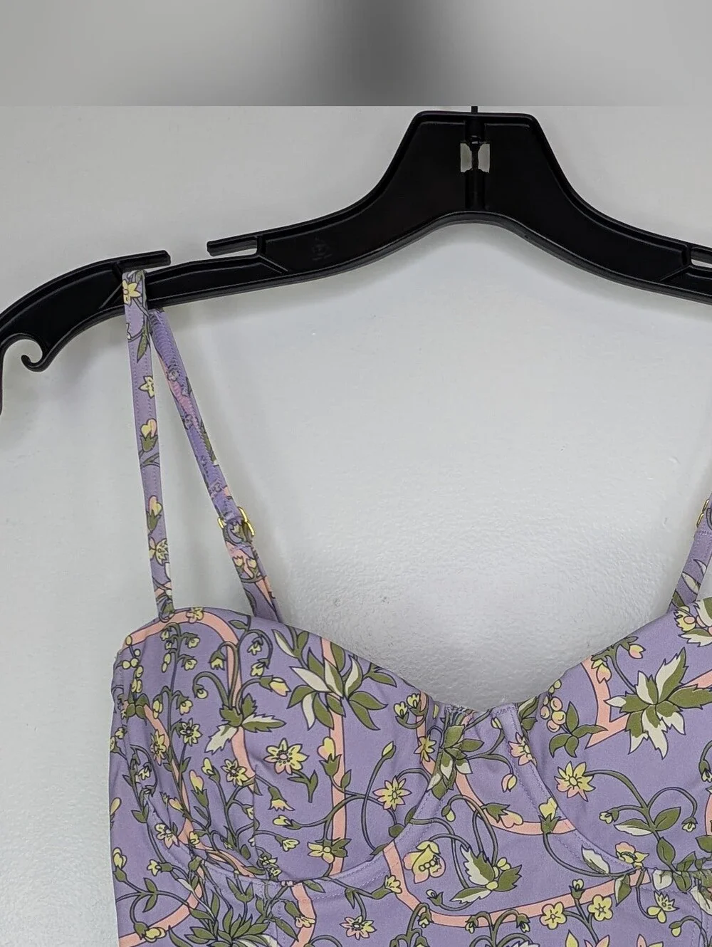 NWT Tory Burch Lilac Garden Medallion Underwire One Piece Swimsuit Size XS New